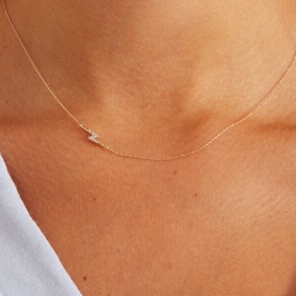 Adına Reyter 14k Gold Pave Lightning Bolt Necklace - Picture 3 of 4